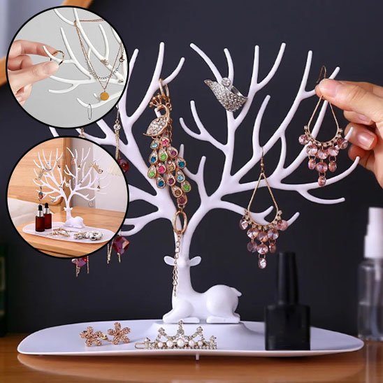 arbre a bijoux cerf blanc avec bijoux