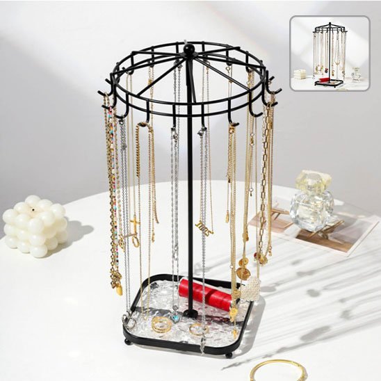 boite bijoux elegantjewel noir avec quelques colliers