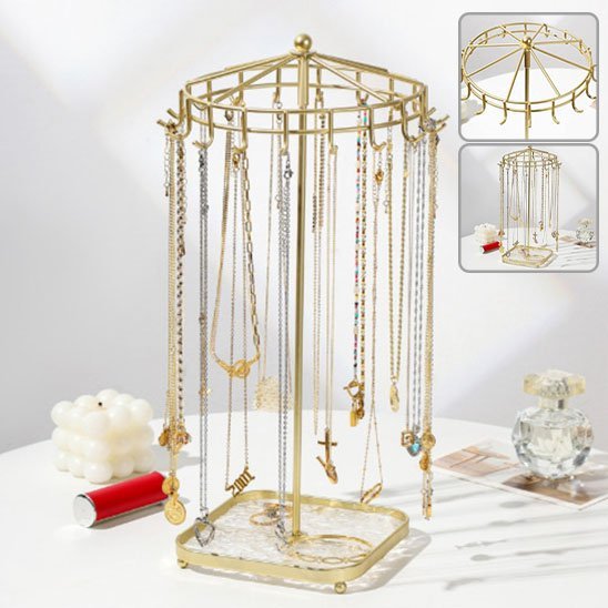 boite bijoux elegantjewel or avec colliers