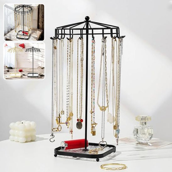 boite bijoux elegantjewel noir avec plusieurs collier