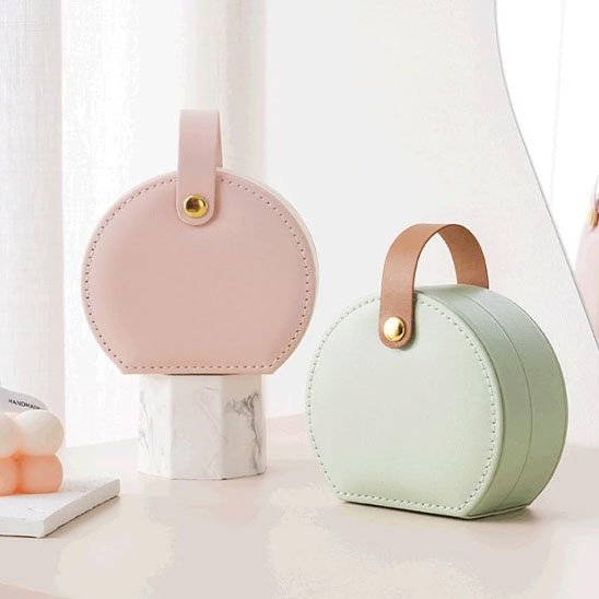 boite bijoux pastel elegance vert et rose fermer