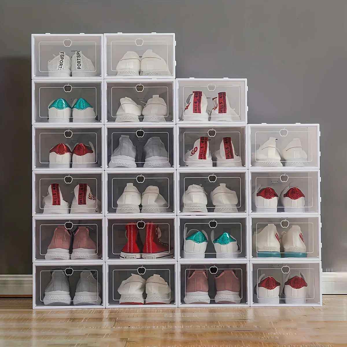 boite rangement chaussures avec vingt un paires chaussures