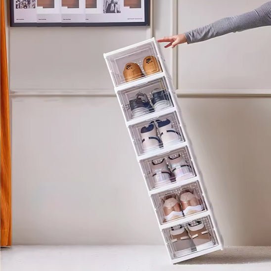 etagere chaussure pliable avec six chaussures