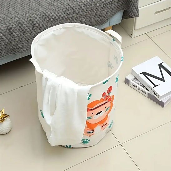 panier a linge laundrify lion avec linge