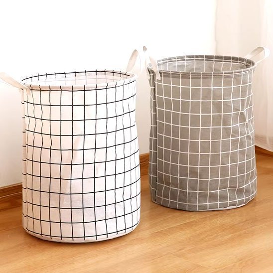 panier a linge linbox gris blanc