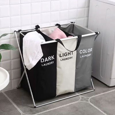 panier a linge natureline trois compartiments