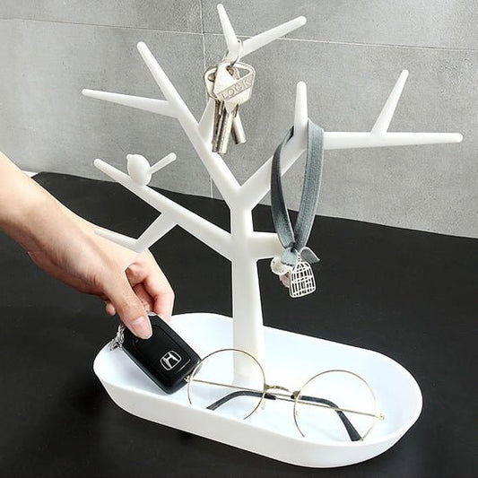 boite bijoux arbre blanc avec cle lunette