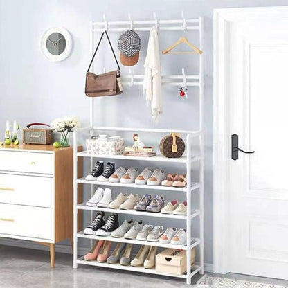 etagere chaussure stacky blanc avec quinze paires chaussures
